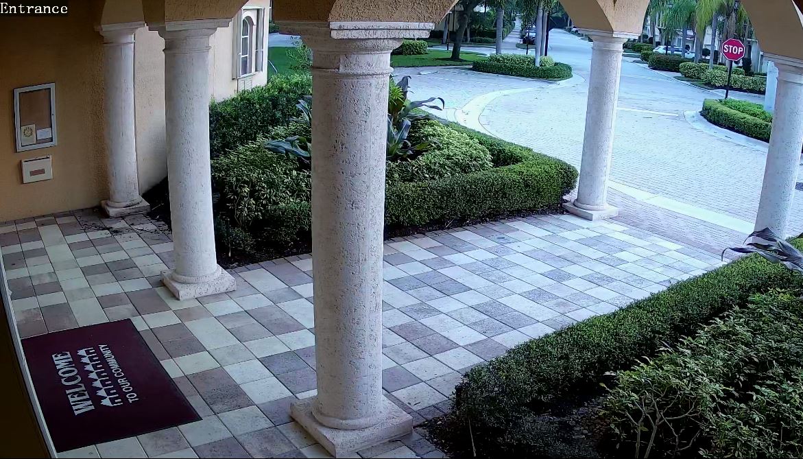 Entrance camera coverage at a commercial storefront